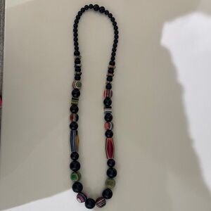 Sobral Black Beaded Necklace with Multicolor Accent Beads